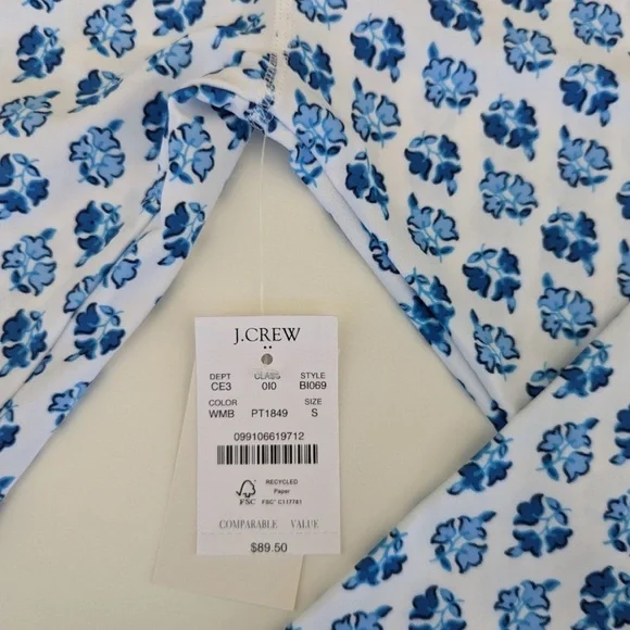 NWT! J. Crew Blue and White Pretty Blockprint rashguard - Picture 7 of 10